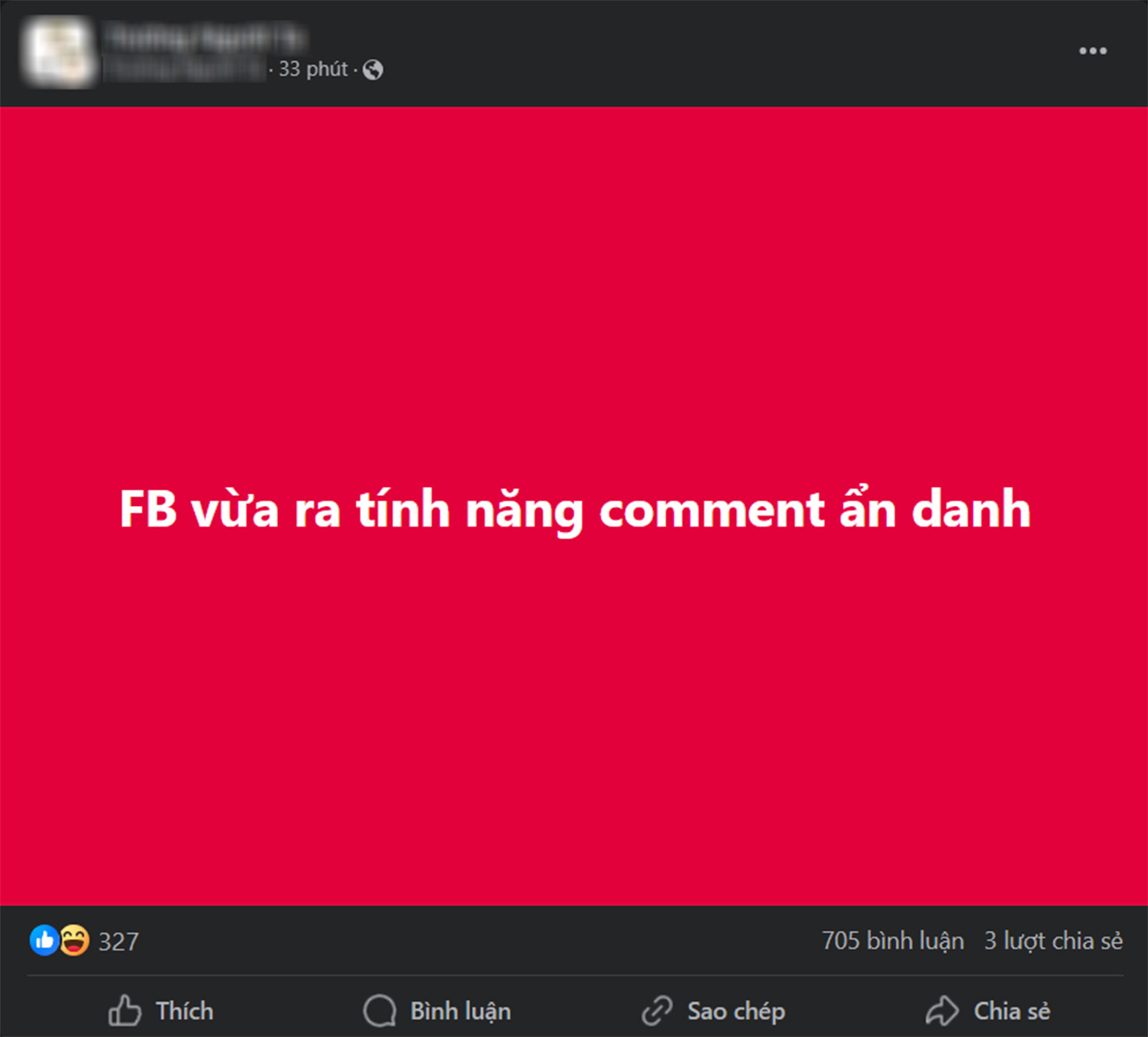 Tình năng bình luận ẩn danh facebook