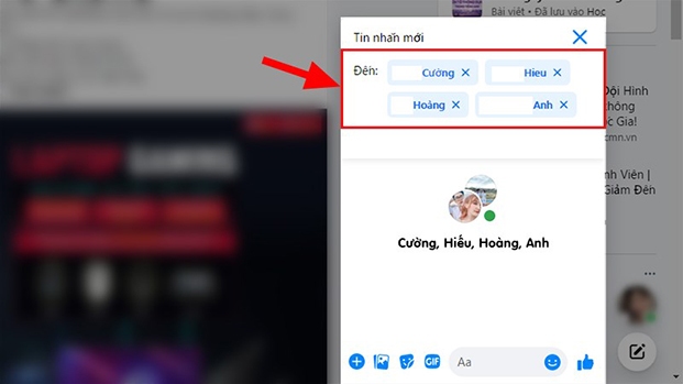 chọn tên của họ từ danh sách bạn bè hoặc tìm kiếm trực tiếp