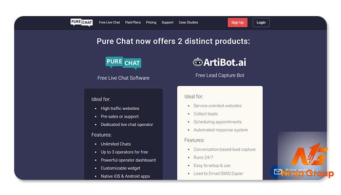 Phần mềm live chat Pure Chat